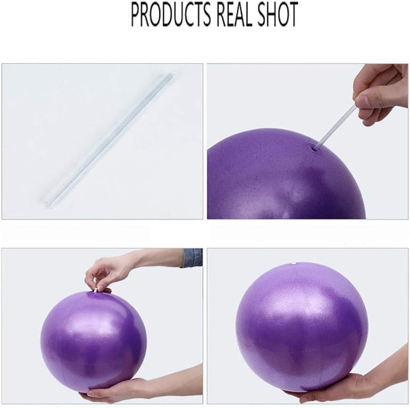MOMPLUS 9 Inch Exercise Pilates Mini Yoga Balls Barre for Home Stability Squishy Training Physical Therapy Improves Balance with Inflatable Straw - Image 4